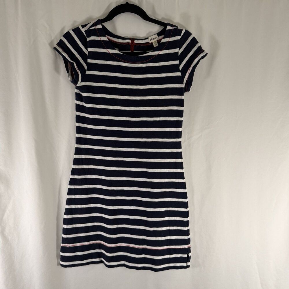 Hatley Mini Dress Women's XS Blue White Striped Short Sleeve Round Neck